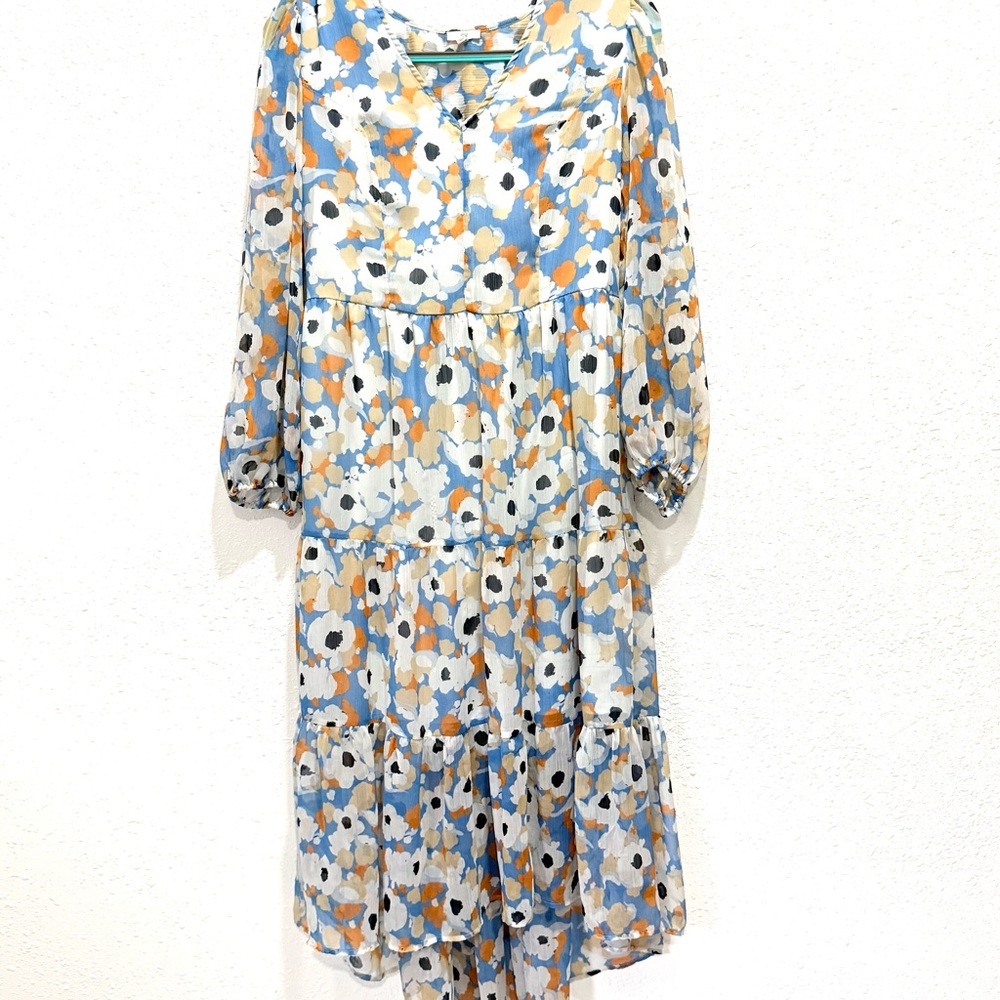 Joie Vibrant Blue and Orange High Low Dress